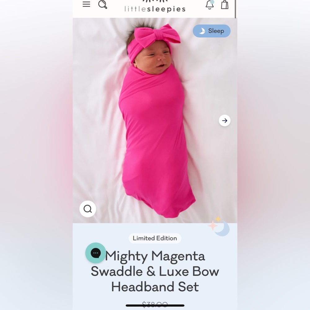 Mighty Magenta Swaddle and Lux Bow Little Sleepies